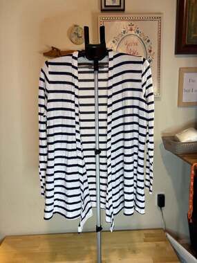 Market & Spruce Nautical Stripe Open Front Cardigan Size 1X